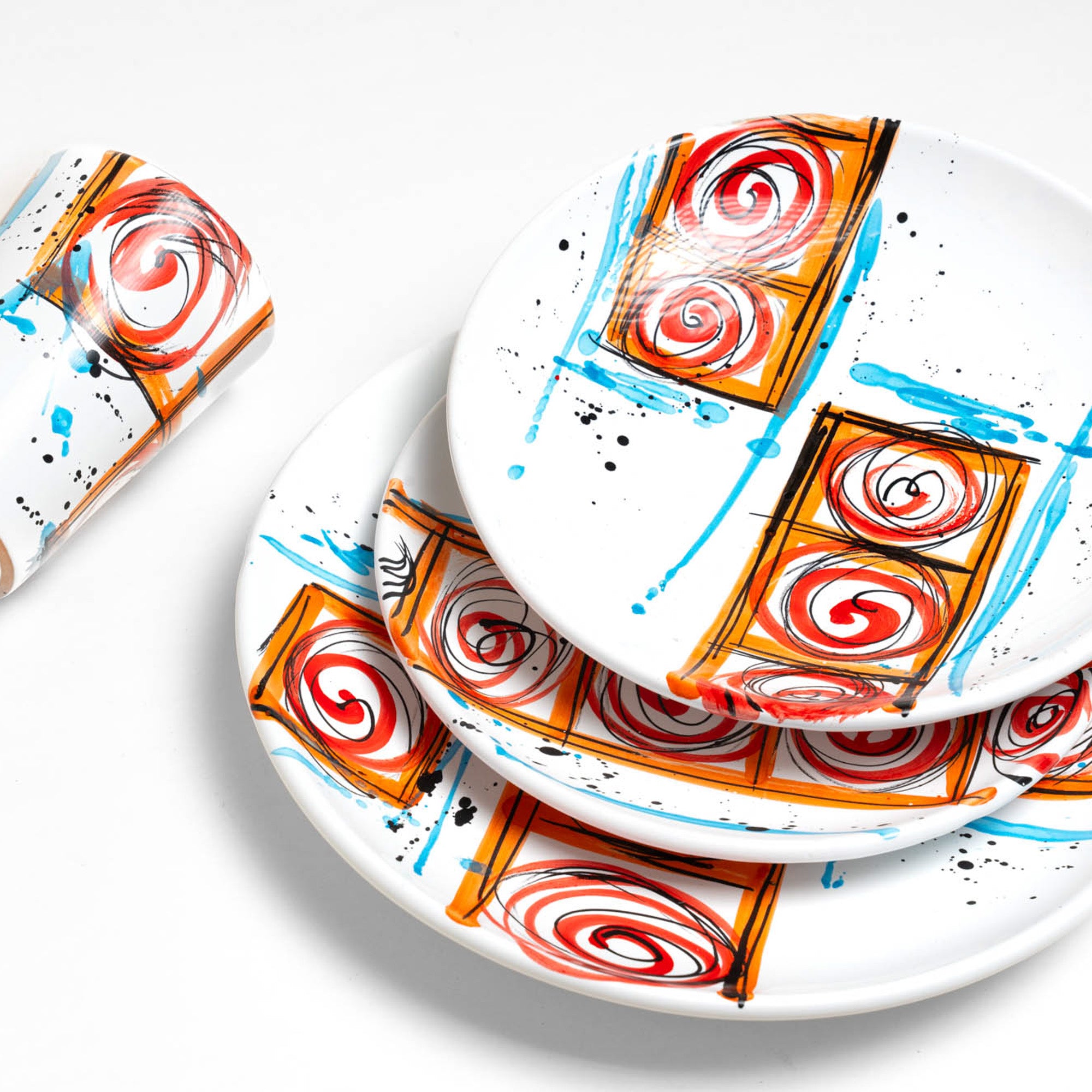Service d'assiettes orange Istinstismo avec verre