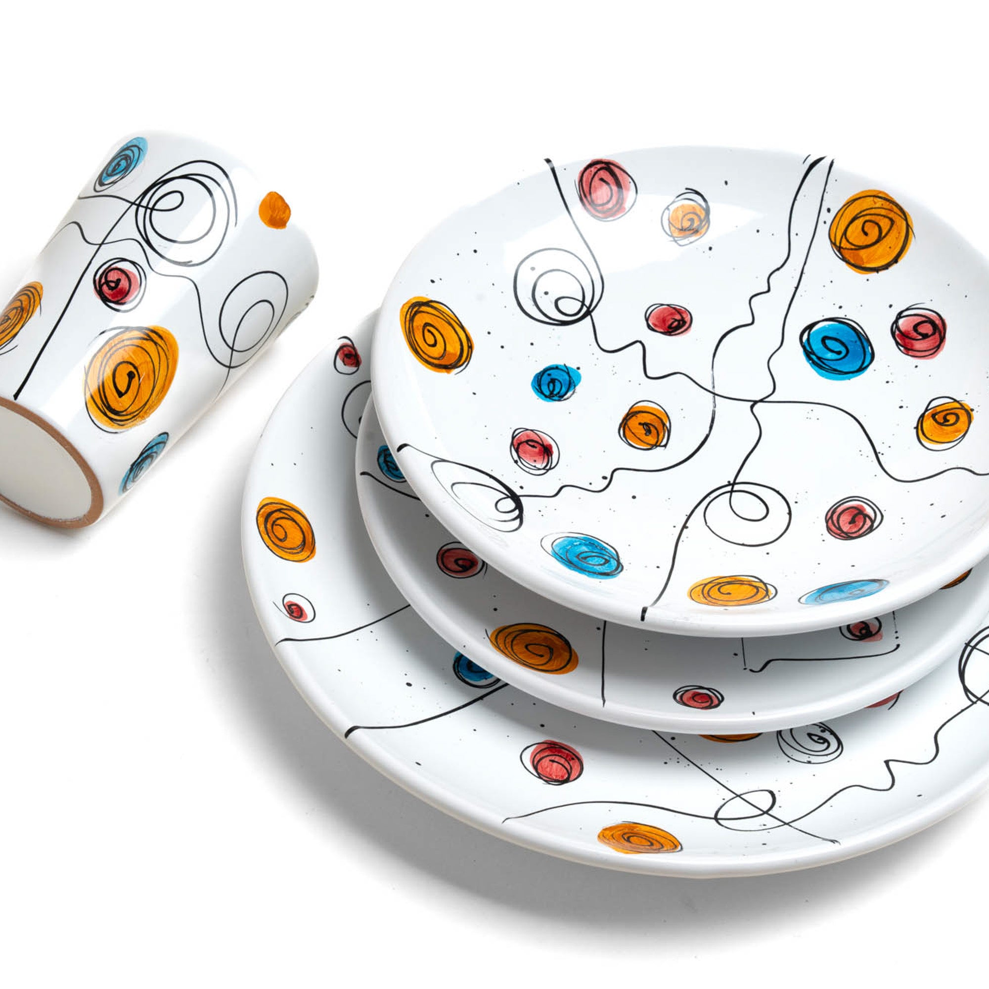 Service d'assiettes orange Istinstismo avec verre